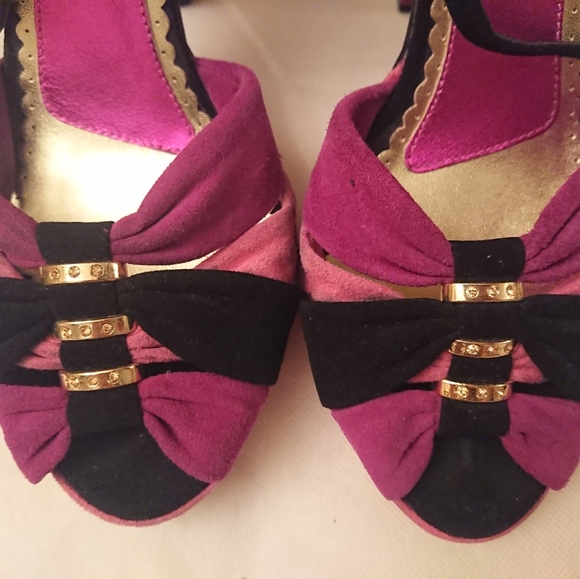 BETSEY JOHNSON Pink Purple Black Platform Sandals - Picture 6 of 11